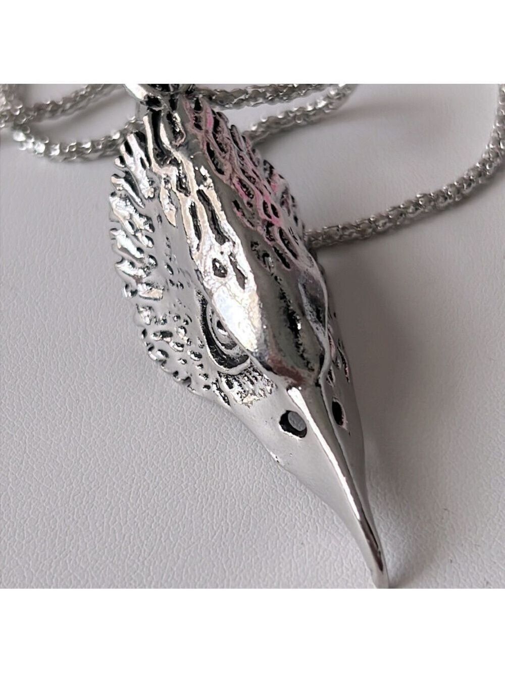 Betsey Johnson Silver Hawk Head Necklace Unisex